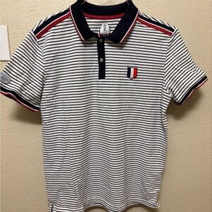 2018 France FIFA World Cup Russia Striped Polo Size L Slim Fit